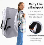 6 Pack Heavy Duty Extra Large Moving Bags W/Backpack Straps - Strong Handles & Zippers, Storage Totes For Space Saving, Fold 