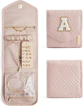 BAGSMART Travel Jewelry Organizer Case A Initial Foldable Jewelry Roll for Journey Rings, Necklaces, Earrings, Bracelets,Mini