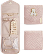 BAGSMART Travel Jewelry Organizer Case A Initial Foldable Jewelry Roll for Journey Rings, Necklaces, Earrings, Bracelets,Mini