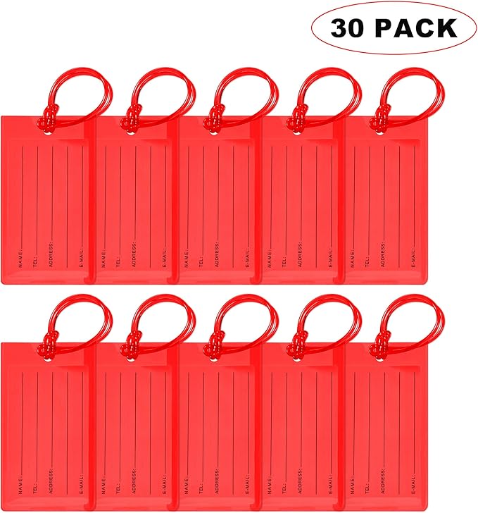 30 Pack Luggage Tags for Suitcases, Airplane Travel Essentials for Flying, International Travel Must Haves, and Luggage Acces