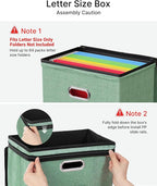 Oterri 1 Pack File Organizer Boxes with Lids, File Box with Mesh Pockets, Document Organizer Box for File Folders Letter Size