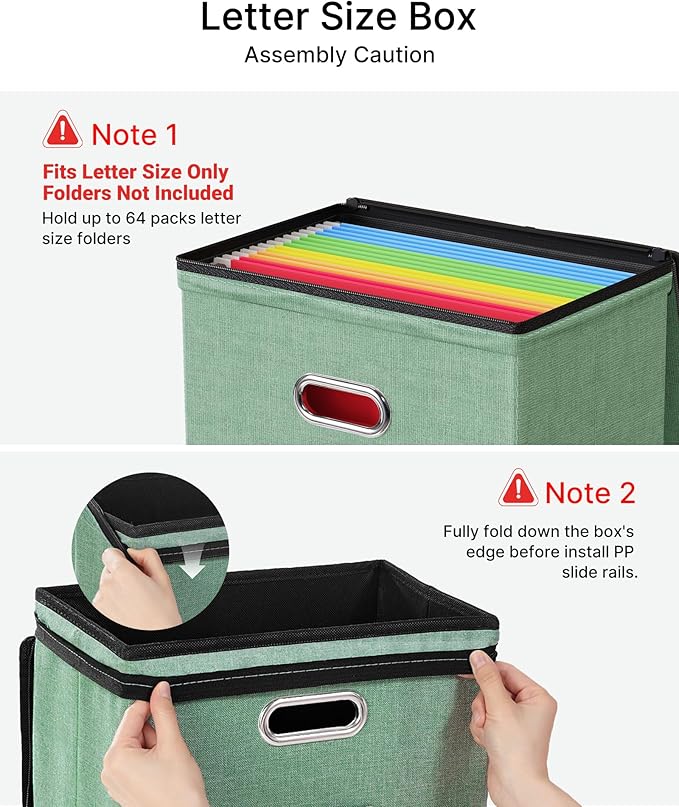 Oterri 1 Pack File Organizer Boxes with Lids, File Box with Mesh Pockets, Document Organizer Box for File Folders Letter Size