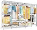 Raybee 88.2" W Clothes Rack Heavy Duty Clothing Racks for Hanging Clothes Extra Wide Portable Closet Loads 1200LBS Freestandi