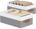 Storage Baskets, 16.1 × 9.8 × 6.5 Inch Drawer Organizers with Handles, Fabric Storage Bins for Organizing Shelves, White and 