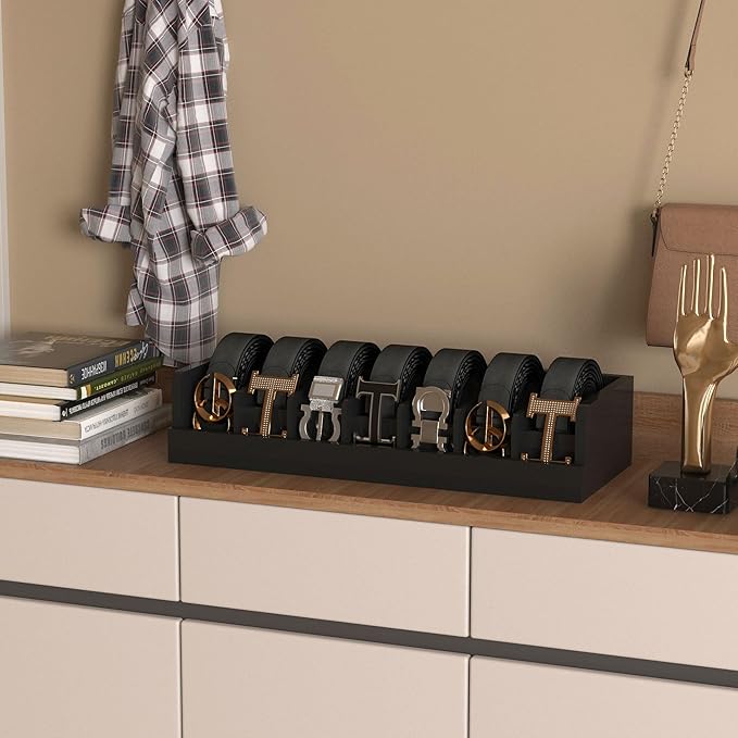 Belt Organizer for Drawer - Bamboo Belt Storage Organizer | Belt Rack for Closet Wall Mount Men Women Tie Sock Bra Scarf Ribb