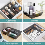 WOWBOX 25 PCS Plastic Drawer Organizer Set, Desk Drawer Divider Organizers and Storage Bins for Makeup, Jewelry, Gadgets for 