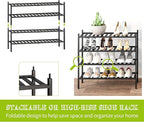 BMOSU 2-Tier Bamboo Extended Shoe Rack Premium Stackable Shoe Shelf Storage Organizer for Hallway Closet Living Room Entryway