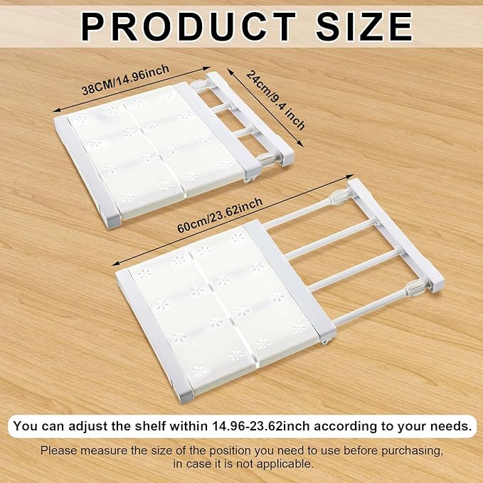 Gerrii 2 Pcs Closet Tension Shelf Rod Expandable Shelf Locker Organizer Adjustable Storage Rack Scalable Layered Divider Sepa