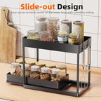 Simple Trending Under Sink Organizer 2 Pack, Sink Pull-Out Sliding Storage Cabinet, 2-Tier Under Shelf Organizer for Kitchen 