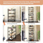 8 Tier Shoe Rack, Tall Metal Shoe Storage with Adjustable Shelves, Holds 16-20 Pairs, Stackable Shoe Stand for Garage Hallway