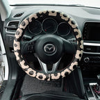 Microfiber Leather Steering Wheel Cover 14.5-15 inch, Black Floral Design, Anti-Slip Rubber Inner, Universal Fit for Cars, Tr