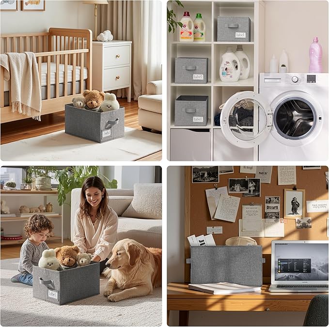 GRANNY SAYS Storage Bins for Shelves, Closet Bins with Label Holders, Fabric Storage Bin for Bedroom, Decorative Storage Cont