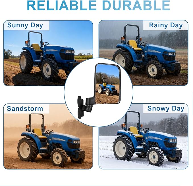 Tractor Mirror Magnetic, Strong Magnetic Mirrors for Forklifts, External Reflective Strips on Mirrors, No Installation Required, 1 Pair (Right and Left)