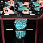 NBTEPEM 30 Pcs Aquamarine Bling Car Accessories Set for Women, Steering Wheel Cover Set, Bling Console Cover, Seat Belt Cushion, Shift Knob Cushion, Cup Coaster, Rhinestone Car Hanging Accessories