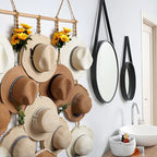 Macrame Hat Organizer Rack for Wall 15 Clips 31x66in Large Fedora Hat Hangers Display for Wide Brimmed Hat Holder Storage Boh