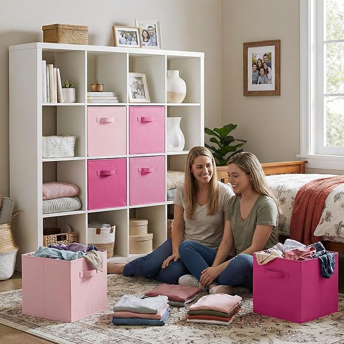 GRANNY SAYS Cube Storage Bins, 13x13 Cube Storage Organizer, Fabric Collapsible Storage Bins with Handle, Storage Cubes for S