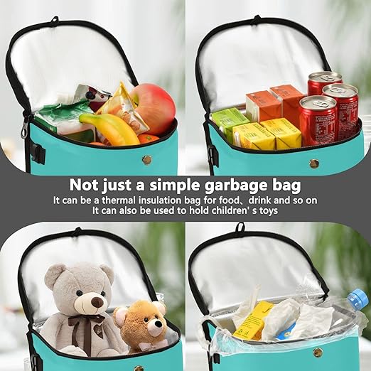 linqin Teal Car Trash Can with Lid Leak Proof Car Trash Bag Polyester Car Garbage Can, Multipurpose Trash Bin Hanging for Minivan SUV Truck