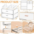 Yieach 3 Tier Clear Acrylic Makeup Organizers with Drawers,Tiered Countertop Make up Storage Organizer for Dresser Top and Ba