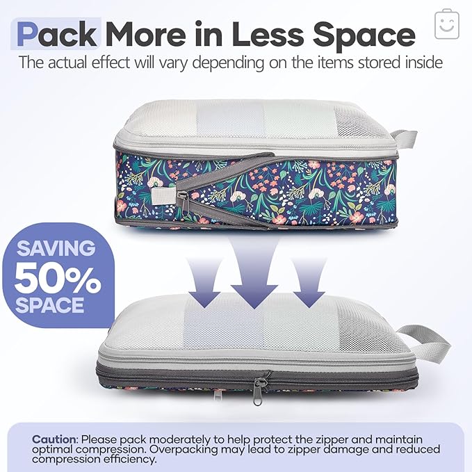 Veken 9/11 Set Compression Packing Cubes for Travel Essentials,Compressible Expandable Large Luggage Suitcase Organizer Bags 