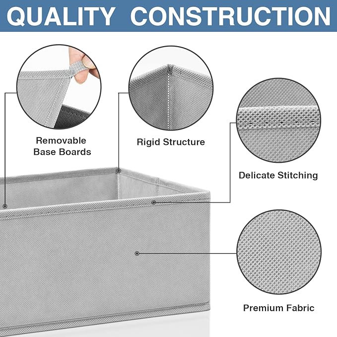 Criusia Drawer Organizer Clothes 24 Pack, Fabric Closet Organizers and Storage Bins for Underwear Sock, Odorless Dresser Draw