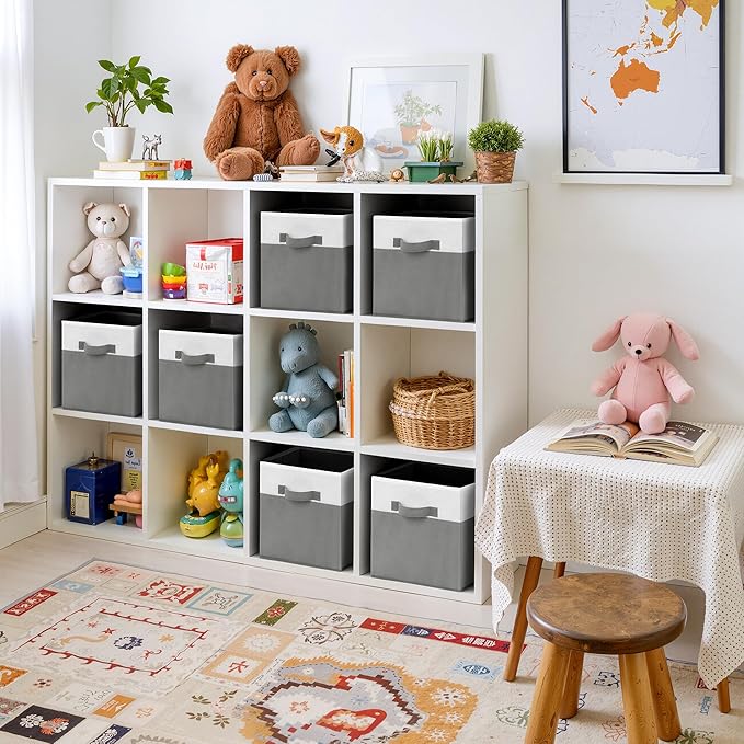 Cupic Cupid 11 Inch Storage Cube, Fabric Cube Storage Bin with Handles, Storage Cube Organizer for Clothes and Toys, Collapsi