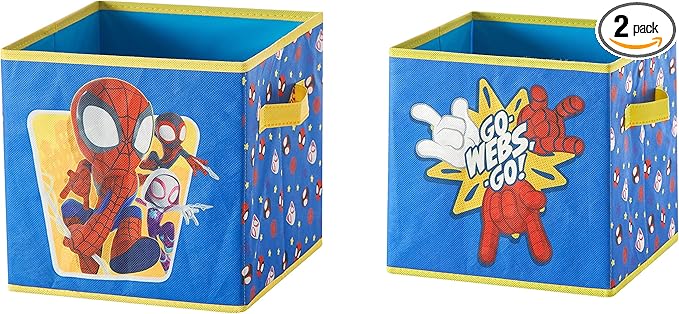 Marvel Spidey and His Amazing Friends Set of Two Spacious Collapsible Storage Cubes, 10"x10"
