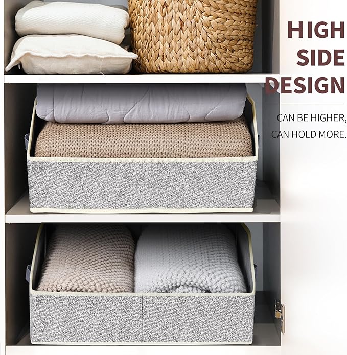 Homsorout Trapezoid Closet Shelf Organizer - Large Baskets for Organizing, Fabric Storage Box for Shelves, Cube Storage Bins 