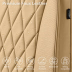 CAR PASS Piping Luxury PU Leather Two Front Car Seat Covers, Waterproof Anti Slip Seat Covers Compatible with Front Seat Armr