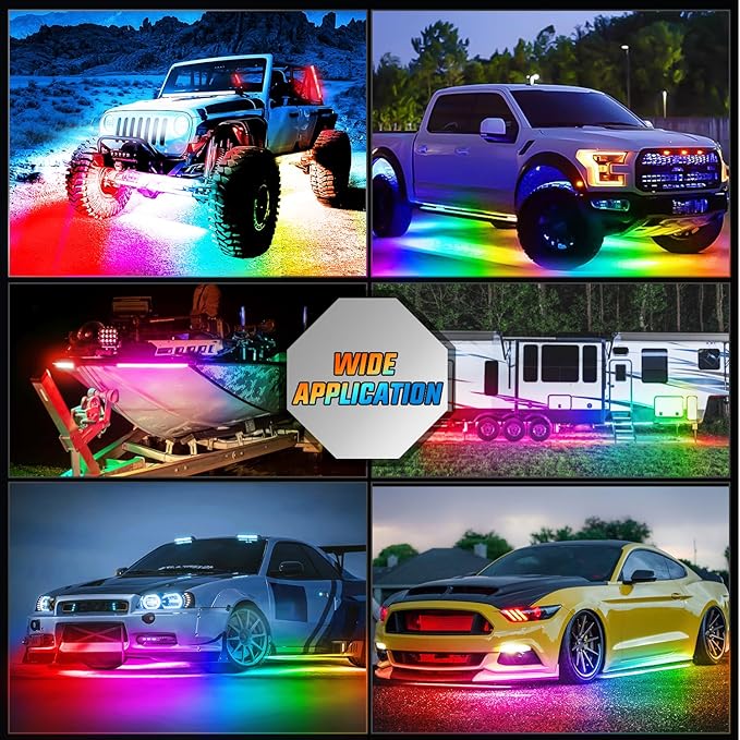 Nilight 4Pcs Aluminum Underglow Neon Accent Strip Lights 396 LEDs Dream Color Door Assist Multi Mode Sound Active Function Music Modes with APP Remote Control Underbody Light Strips for Car Truck RV