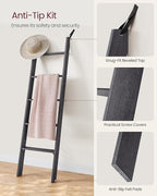 VASAGLE Blanket Ladder Decorative Farmhouse for The Living Room, 5-Tier Ladder Shelf, Ladder Rack for Storage and Decor, Mist