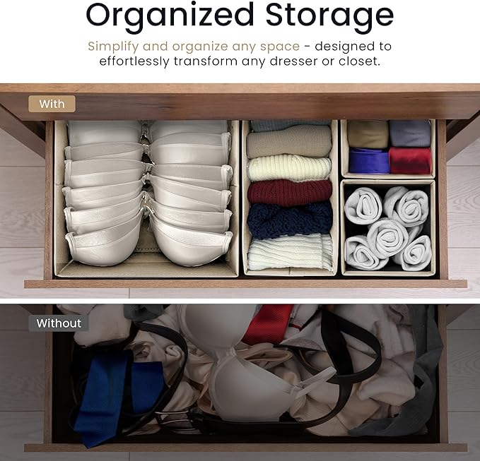 Reli. Drawer Organizer Clothes (14 Pack) | Dresser Drawer Organizers & Nursery Organization | Foldable Fabric Dresser Storage