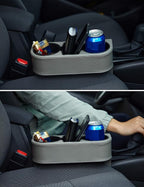 IOKONE Coin Side Pocket Console Side Pocket Leather Cover Car Cup Holder Auto Front Seat Organizer Cell Mobile Phone Holder (Gray)