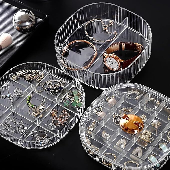 HALAFE Jewelry Box, 3-Layer Acrylic Jewelry Organizer with Cat Shape Handle, Clear Jewelry Boxes for Women Girls, Make up Org