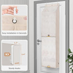 STORAGE MANIAC Over the Door Shoe Organizer with Curtain Dustproof Heavy-Duty Large Deep Pocket Hanging Shoe Organizer for Cl