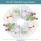 Oubonun Lazy Susan Organizers Set of 8, 12.8’’ x 11.7’’ x 4’’ Plastic Transparent Kitchen Cabinet Storage Bins with Handle, 4