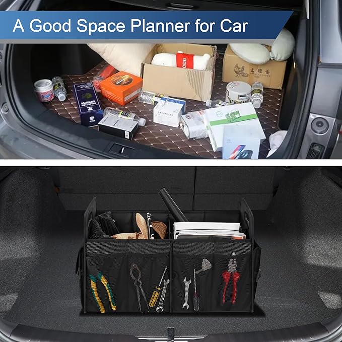 Femuar Car Trunk Organizer, Trunk Storage Organizer with 72L Large Capacity Waterproof Collapsible and 11 Pockets, Trunk Organizer for Suv