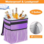 Car Trash Can Foldable Garbage Bin Leakproof 2.3 Gallons Car Trash Bag Purple