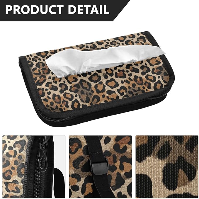 Car Tissue Holder Car Visor Organizer Tissue Box Holder for Car Sun Visor Organizer with Car Vehicle Accessories Essentials Interior for Women Men Retro Brown Leopard Print