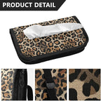 Car Tissue Holder Car Visor Organizer Tissue Box Holder for Car Sun Visor Organizer with Car Vehicle Accessories Essentials Interior for Women Men Retro Brown Leopard Print
