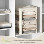 3 Openings Clothes Storage Bins Box - 3Pack Stackable Foldable Storage Bin - Metal Frame Storage Box Clothing Storage Organiz