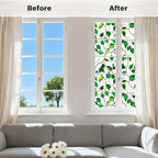 Donox Window Privacy Film, Decorative Frosted Static Cling Window Tint for Privacy, Home Decor Bathroom Door & Car Sticker, Adhesive-Free, Removable, UV Protection(Green Foliage, 17.5 x 157.4 inches