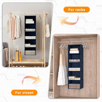 Hanging Closet Organizer and Storage 5-Shelf, Easy Mount Foldable Hanging Closet Wardrobe Storage Shelves, Clothes Handbag Sh