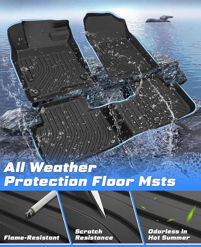 Sunsdrew Floor Mats for 2022-2026 Honda Civic Accessories (Include Sport, Not for Hybrid), for Acura Integra 2023-2025, All Weather Car Mats Front Rear 2 Rows TPE Rubber Raised Edge