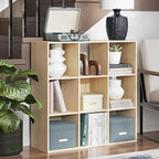 Signature Design by Ashley Piperton Contemporary 3-Tier Floor Standing 9 Cube Organizer for Living Room, Wood, Works with 10.