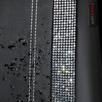 CAR PASS Bling Diamond Car Seat Covers Full Set, Shining Rhinestone Waterproof Faux Leather, Rear with Zipper, Universal Fit Automotive Glitter Crystal Sparkle Strips for Cute Women Girl, Silver