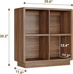 ChooChoo 4 Cube Storage Organizer, Wooden Bookcase with Storage, Cube Storage Bookshelf for Bedroom and Home Office, Brown Wa