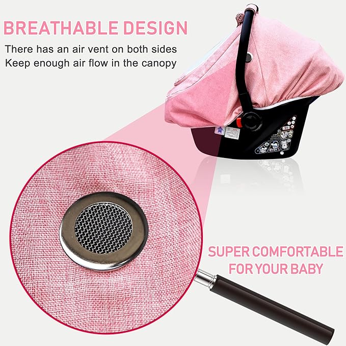 Waterproof Baby Car Seat Cover，YVMVDV Patented Pink Cold Weather Carseat Cover for Babies,Infant Car Seat Cover Canopy for Gi