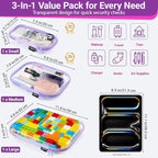 YQBRAO 3 Pack Hard Sided Clear Zipper Case for Storage- Thickened-Grade Clear Hard Shell Zipper Case for Organizing Bead, Han