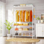 Ulif H4 Plus Garment Rack, 4-Tier Portable Clothes and Clothing Rack for Bedroom and Cloakroom, Closet Storage and Organizer 
