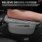 CAR PASS 3D Rhombus Memory Foam Leather Steering Wheel Cover Set, Comfortable Center Console Armrest Cushion Cover with Storage Bags Non-Slip Cup Coasters, 14.5-15in Car Interior Sets, 4 PCS All Gray